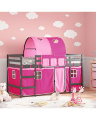 Lit mezzanine enfants avec tunnel sans matelas rose 90x200 cm | Mobilier & Déco