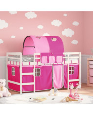 Lit mezzanine enfants avec tunnel sans matelas rose 90x190 cm | Mobilier & Déco