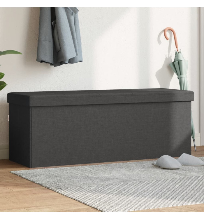 Banc de rangement pliable gris foncé faux lin | Mobilier & Déco