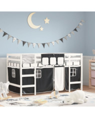 Lit mezzanine enfants avec rideaux sans matelas 90x200cm | Mobilier & Déco