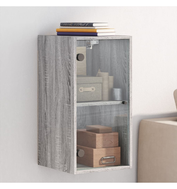 Armoire murale avec portes en verre sonoma gris 35x37x68,5 cm | Mobilier & Déco