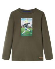 T-shirt enfants à manches longues kaki 92 | Mobilier & Déco