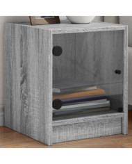 Table de chevet avec porte en verre sonoma gris 35x37x42 cm | Mobilier & Déco