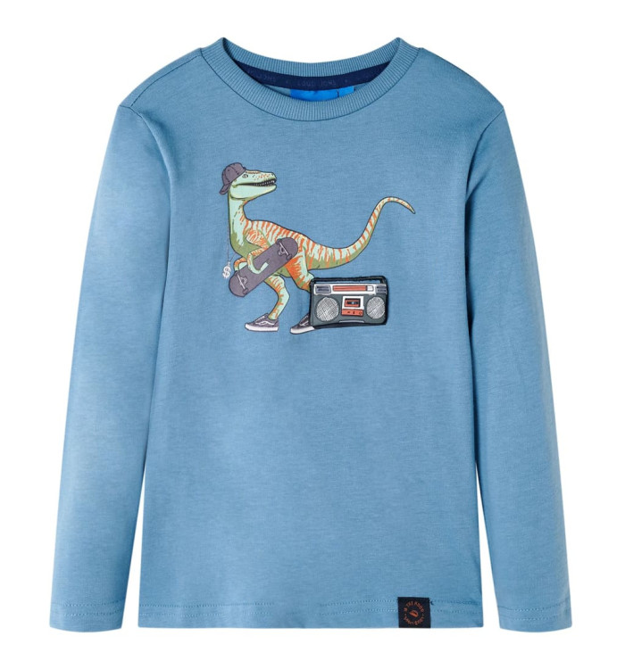 T-shirt enfants à manches longues bleu moyen 128 | Mobilier & Déco