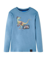 T-shirt enfants à manches longues bleu moyen 128 | Mobilier & Déco