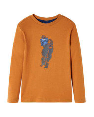 T-shirt enfants à manches longues ocre foncé 128 | Mobilier & Déco