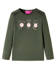 T-shirt enfants à manches longues kaki 128 | Mobilier & Déco
