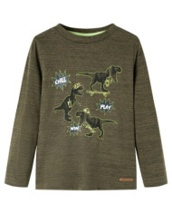 T-shirt enfant manches longues kaki foncé mélangé 92 | Mobilier & Déco