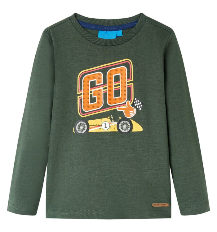 T-shirt enfant manches longues vert foncé 92 | Mobilier & Déco