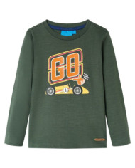 T-shirt enfant manches longues vert foncé 92 | Mobilier & Déco