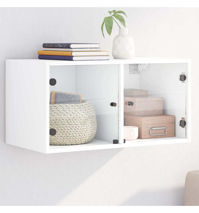 Armoire murale avec portes en verre blanc 68,5x37x35 cm | Mobilier & Déco