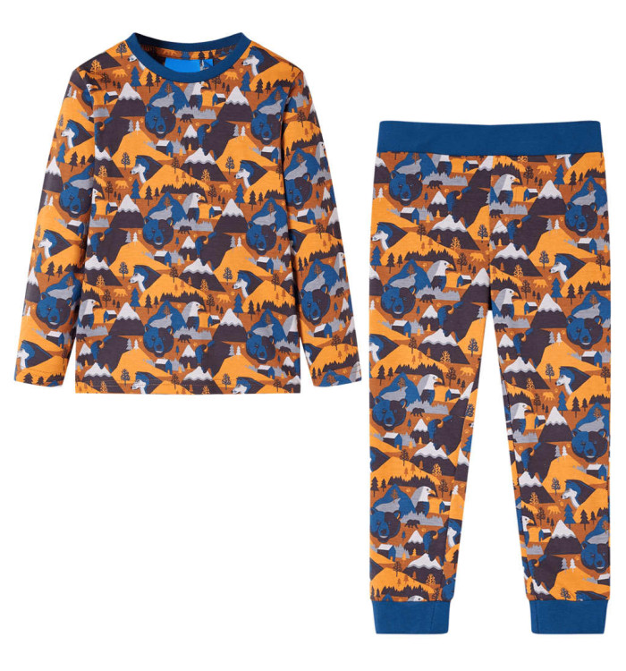 Pyjamas enfants manches longues cognac 128 | Mobilier & Déco