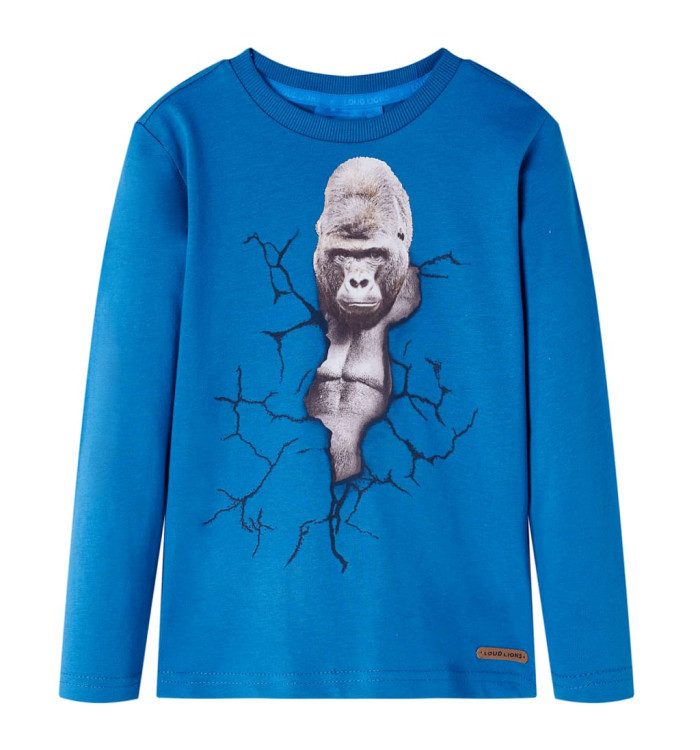 T-shirt pour enfant à manches longues bleu pétrole 140 | Mobilier & Déco