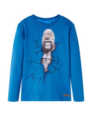 T-shirt pour enfant à manches longues bleu pétrole 140 | Mobilier & Déco
