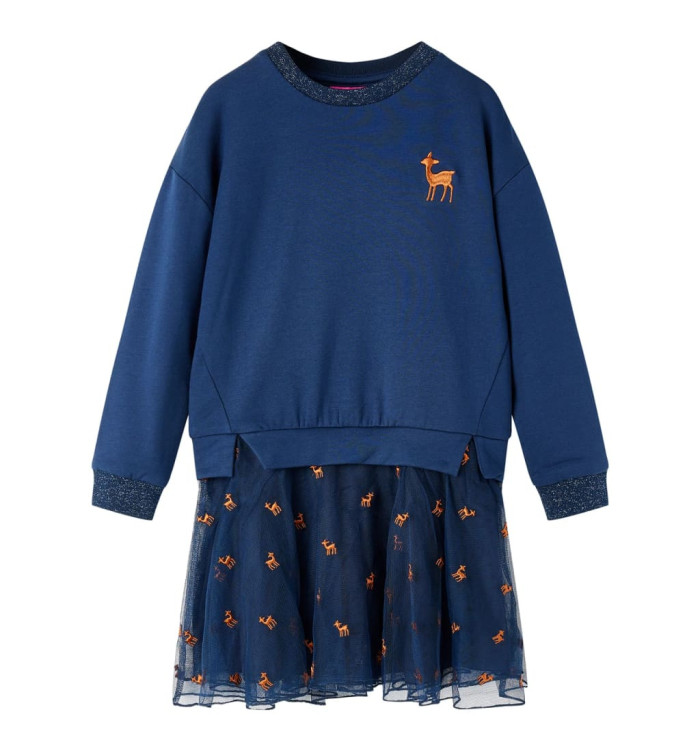 Robe pour enfants à manches longues bleu marine 92 | Mobilier & Déco