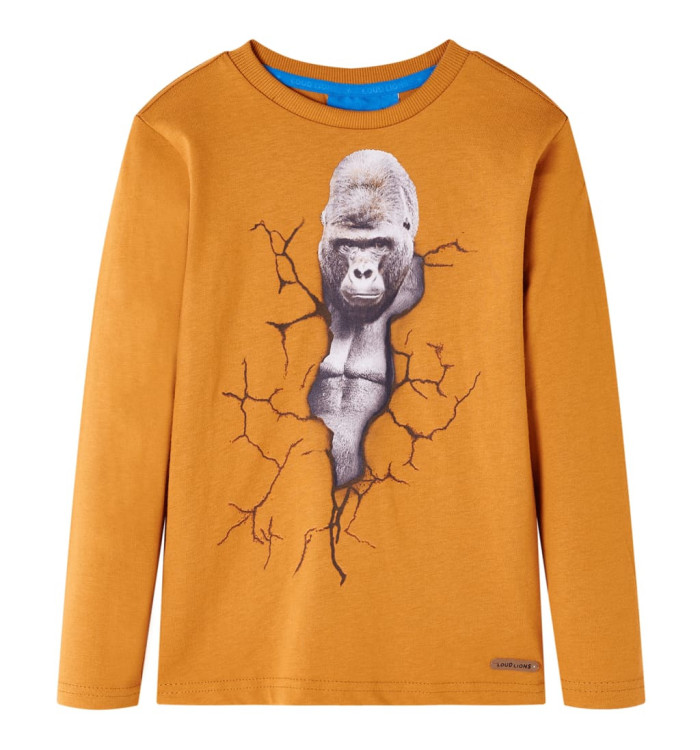 T-shirt enfants à manches longues ocre foncé 116 | Mobilier & Déco