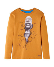 T-shirt enfants à manches longues ocre foncé 116 | Mobilier & Déco
