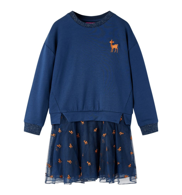 Robe pour enfants à manches longues bleu marine 116 | Mobilier & Déco