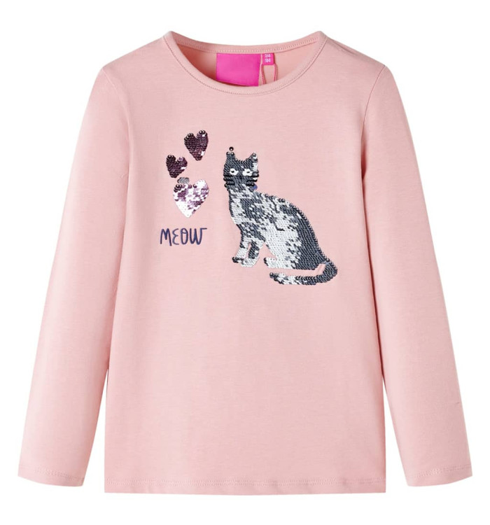 T-shirt enfants à manches longues rose clair 128 | Mobilier & Déco