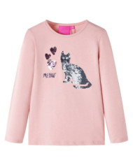 T-shirt enfants à manches longues rose clair 128 | Mobilier & Déco
