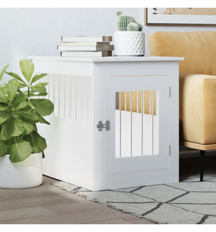 Meuble de cage pour chiens blanc 55x75x65 cm bois d'ingénierie | Mobilier & Déco