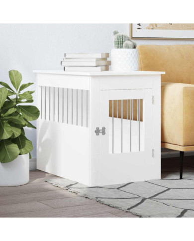 Meuble de cage pour chiens blanc 55x80x68 cm bois d'ingénierie | Mobilier & Déco