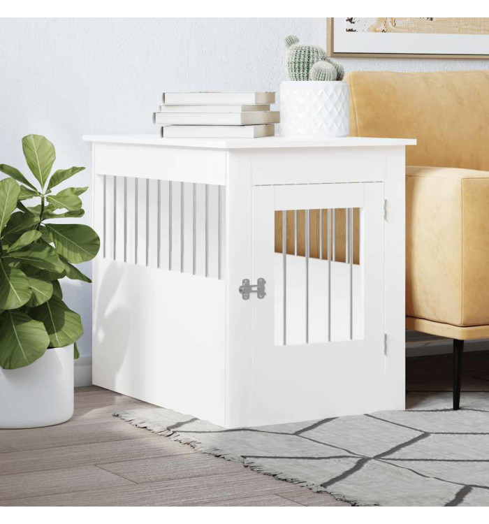 Meuble de cage pour chiens blanc 55x80x68 cm bois d'ingénierie | Mobilier & Déco
