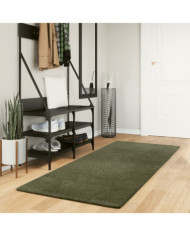 Tapis HUARTE à poils courts doux et lavable vert forêt 80x200cm | Mobilier & Déco