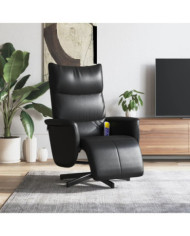 Fauteuil inclinable de massage repose-pieds noir similicuir | Mobilier & Déco