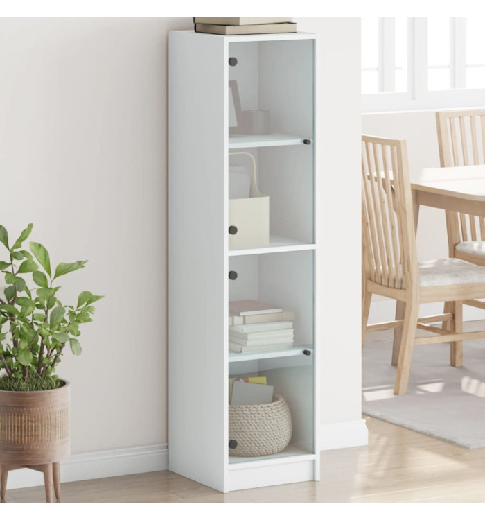 Buffet avec portes en verre blanc 35x37x142 cm | Mobilier & Déco
