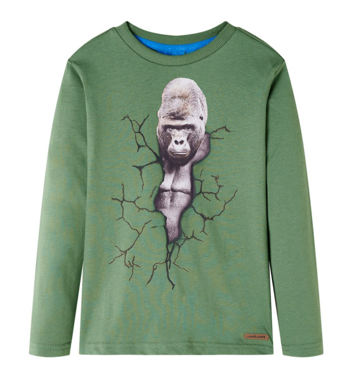 T-shirt enfants à manches longues kaki clair 140 | Mobilier & Déco