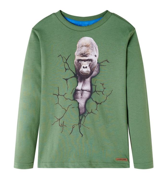 T-shirt enfants à manches longues kaki clair 116 | Mobilier & Déco
