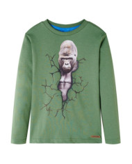 T-shirt enfants à manches longues kaki clair 116 | Mobilier & Déco