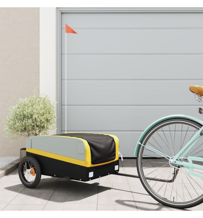 Remorque de vélo noir et jaune 30 kg fer | Mobilier & Déco