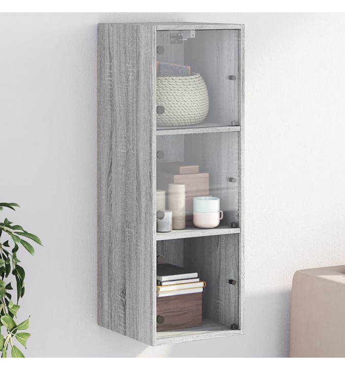 Armoire murale avec portes en verre sonoma gris 35x37x100 cm | Mobilier & Déco