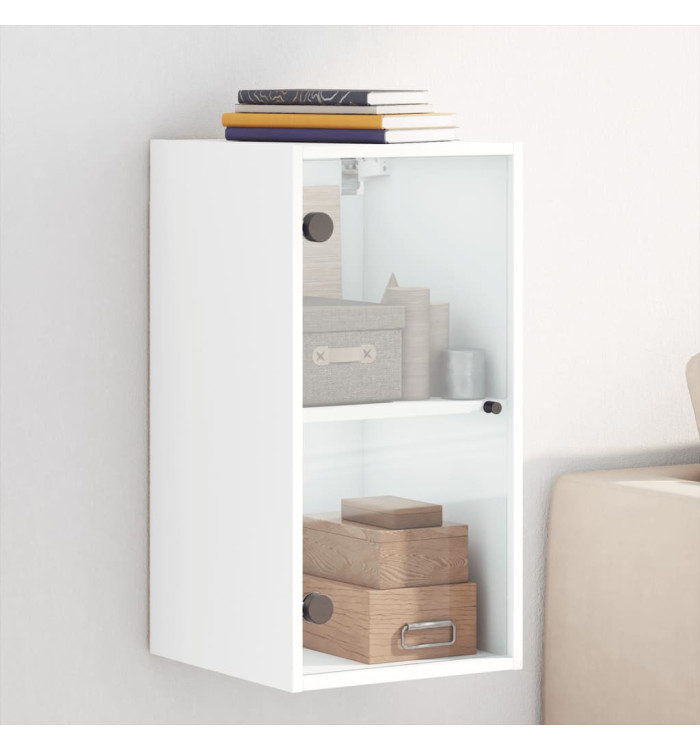 Armoire murale avec portes en verre blanc 35x37x68,5 cm | Mobilier & Déco