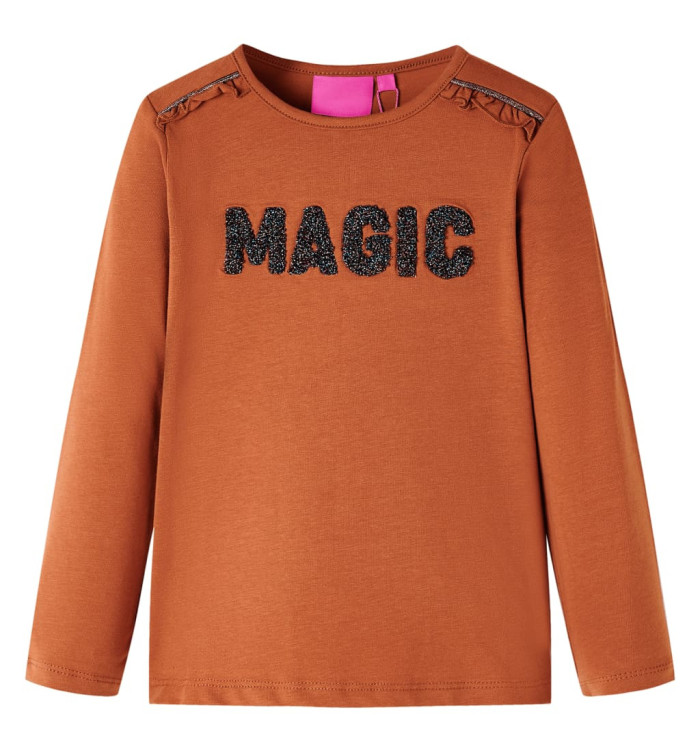 T-shirt enfants à manches longues cognac 104 | Mobilier & Déco