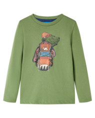 T-shirt enfants à manches longues kaki clair 104 | Mobilier & Déco