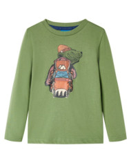 T-shirt enfants à manches longues kaki clair 128 | Mobilier & Déco