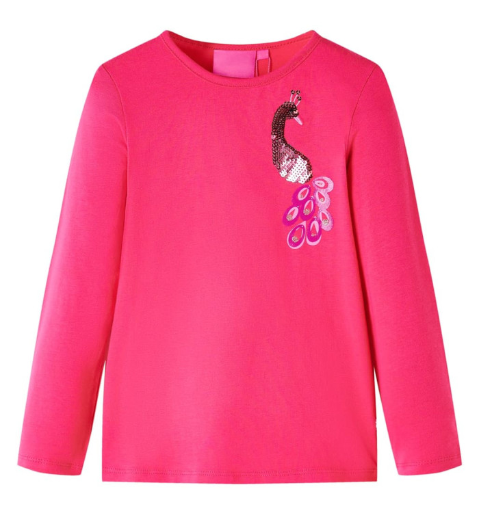 T-shirt enfants à manches longues rose vif 128 | Mobilier & Déco