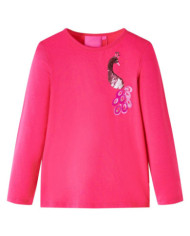 T-shirt enfants à manches longues rose vif 128 | Mobilier & Déco