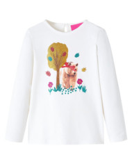 T-shirt pour enfants à manches longues écru 128 | Mobilier & Déco