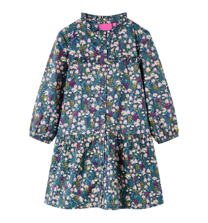 Robe pour enfants à manches longues bleu foncé 140 | Mobilier & Déco
