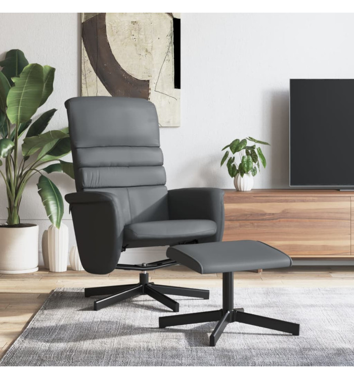 Fauteuil inclinable avec repose-pied gris similicuir | Mobilier & Déco