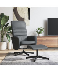 Fauteuil inclinable avec repose-pied gris similicuir | Mobilier & Déco