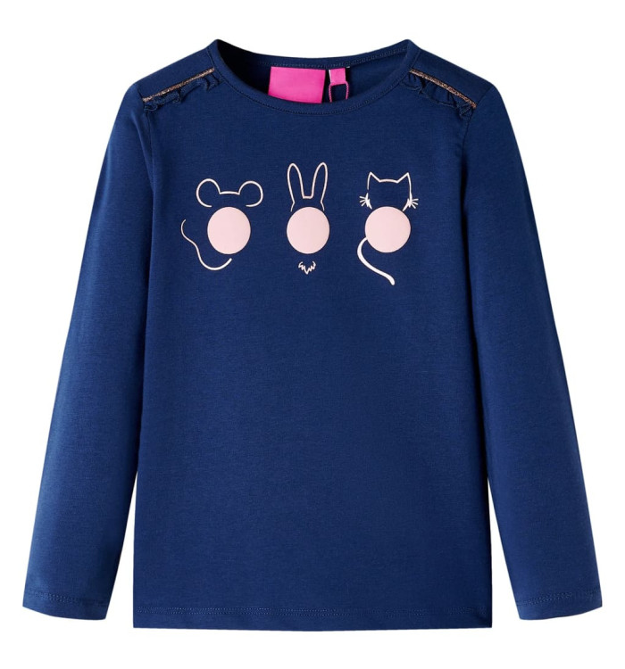 T-shirt pour enfants à manches longues bleu marine 92 | Mobilier & Déco