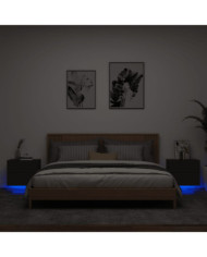 Tables de chevet murales avec lumières LED 2 pcs noir | Mobilier & Déco