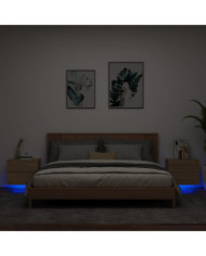 Tables de chevet murales avec lumières LED 2 pcs chêne sonoma | Mobilier & Déco