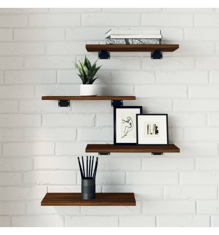 Étagères murales 4 pcs chêne marron 40x20x1,5cm bois ingénierie | Mobilier & Déco