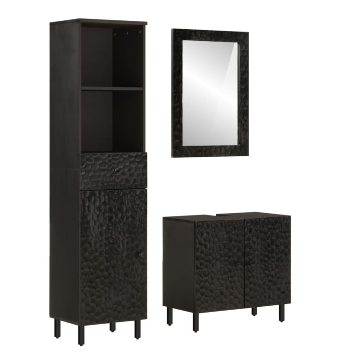 Ensemble d'armoires de salle de bain 3 pcs bois manguier massif | Mobilier & Déco